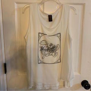 Disney Alice Through the Looking Glass white 2-layer tank top Rabbit Wonderland